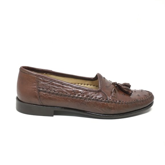 Zelli Loafers Shoes Size 9.5 Brown Full Ostrich main image 5